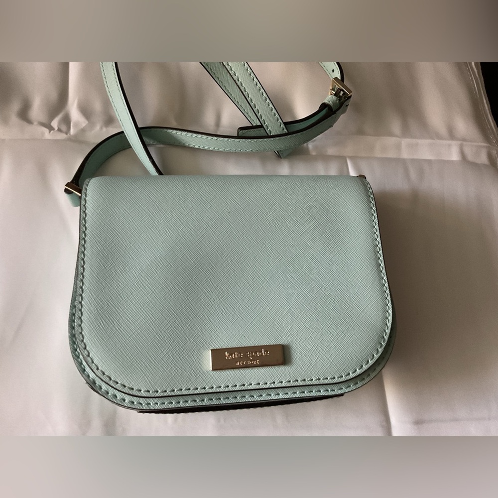 Kate Spade Laurel Way Flap Crossbody Cow Leather Purse Aqua Mint